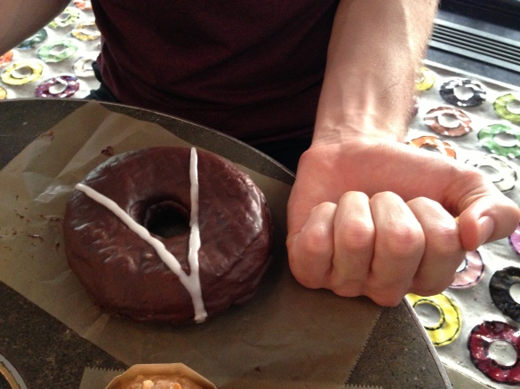 The Valrhona Chocolate yeast doughnut -- surprisingly light, considering its diameter.