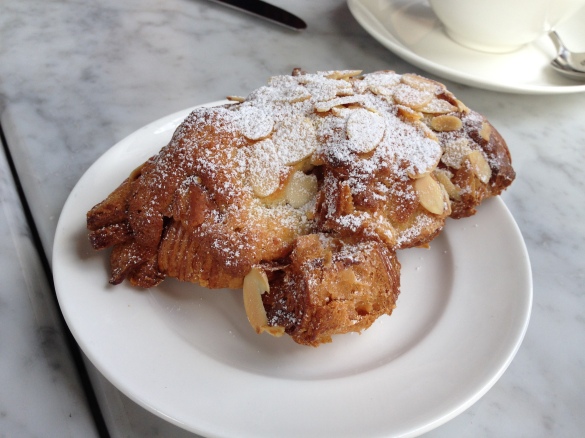 The Almond Croissant -- lone survivor of the demise of our first Boulangerie Basket.
