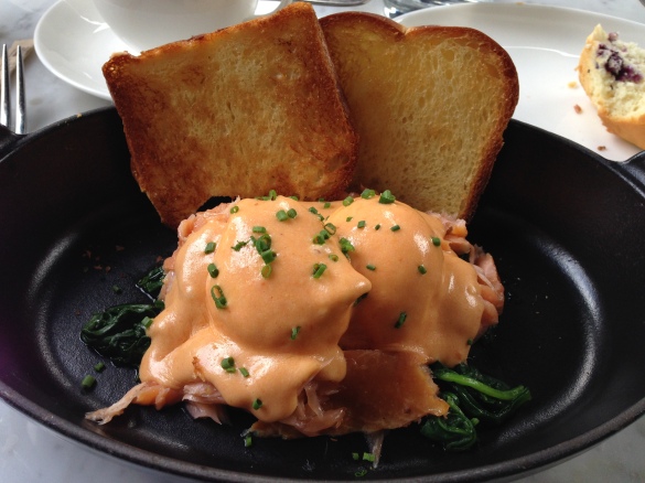 The partially deconstructed Smoke Salmon Benedict.