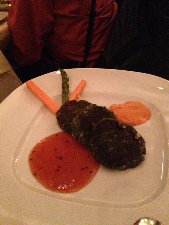 The Hara Bhara Kabab -- spinach patties where the flavors were as deep as the color.